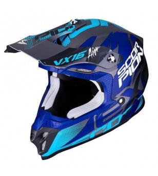 Casque Scorpion VX-16 Air Albion Argent mat-Bleu