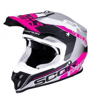 Casque Scorpion VX-16 Air Arhus Argent mat-Noir-Rose