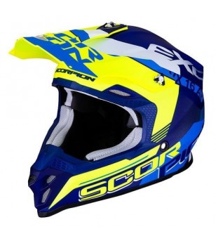 Casque Scorpion VX-16 Air Arhus Bleu mat-Jaune fluo