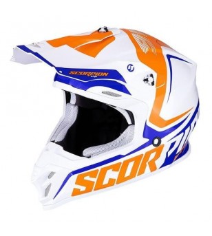 Casque Scorpion VX-16 Air Ernee Blanc perle-Orange-Bleu