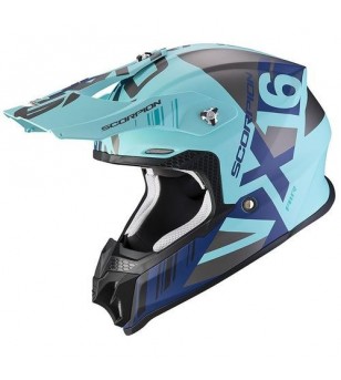 Casque SCORPION VX-16 AIR MACH Bleu-Argent mat