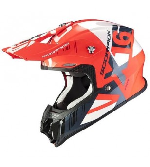 Casque SCORPION VX-16 AIR MACH Rouge fluo-Blanc