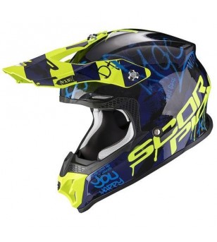 Casque SCORPION VX-16 AIR ORATIO Noir-Bleu-Jaune fluo