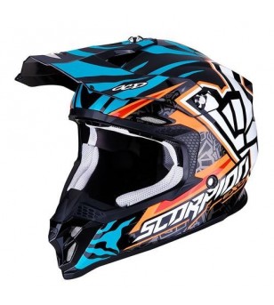 Casque Scorpion VX-16 Air Rok Bagoros Orange-Bleu